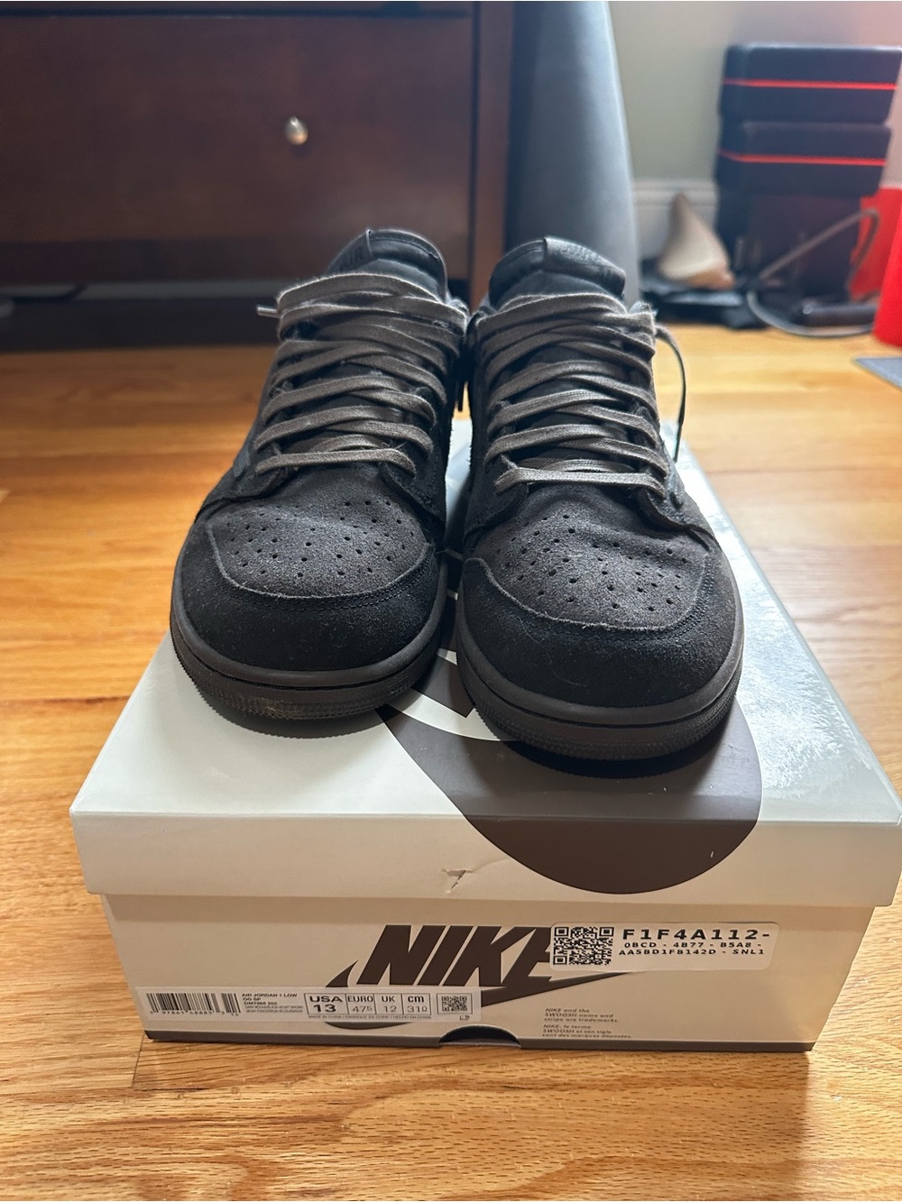 Travis Scott Men's Brown Suede Athletic Sneakers
